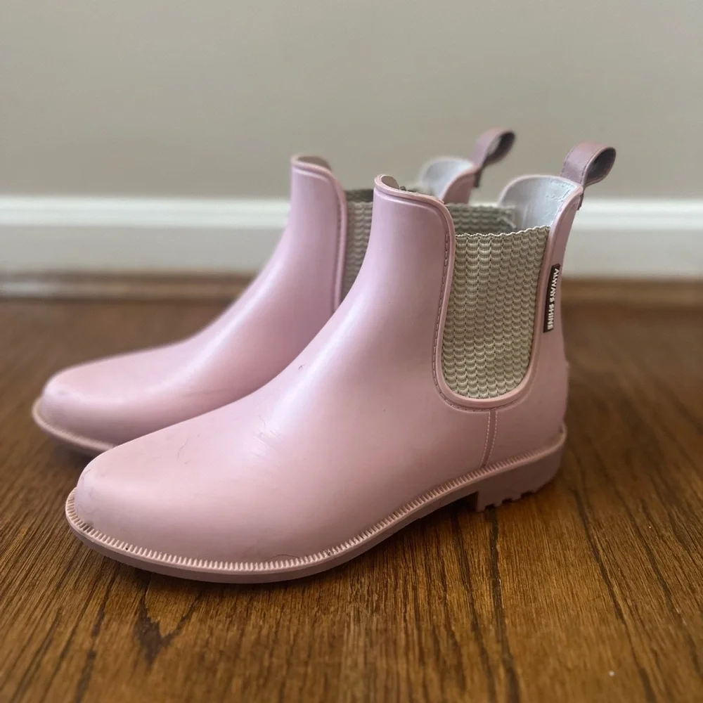 Blush Pink Chelsea Rain Boots – Waterproof Ankle Booties Size 37 (US 6–6.5) - Picture 2 of 9